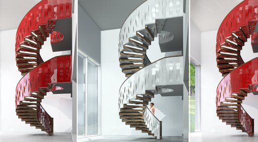 Helical Wave – Escalier en bois courbé aux lignes fluides et organiques