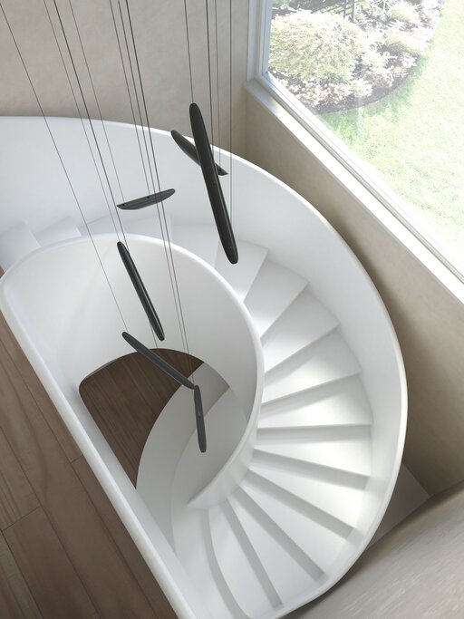 Tornado Corian – Escalier design courbé aux lignes sculpturales