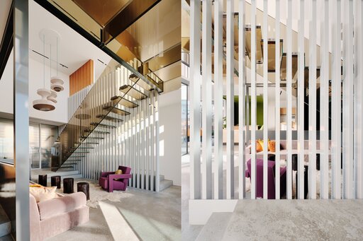 Mistral Bronze - Glastreppe mit Bronze farbenen Glas - Fougeron Architects Arkansas st. Siller Ganzglastreppe 7 2