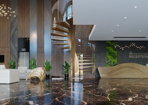 Spindeltreppe SPIKE Gold - Spiral Treppendesign Gold Glasgeländer Siller Treppen 3