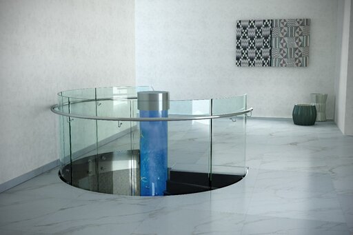 Aqua – Escalier en verre incurvé à l'aspect ouvert et sculptural