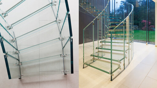 Fly – Escalier en verre incurvé à l'aspect ouvert et sculptural