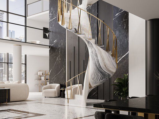 Lasa Marmor, Siller Design - Laasa Marmor Siller Design monolithisch Bogentreppe 3